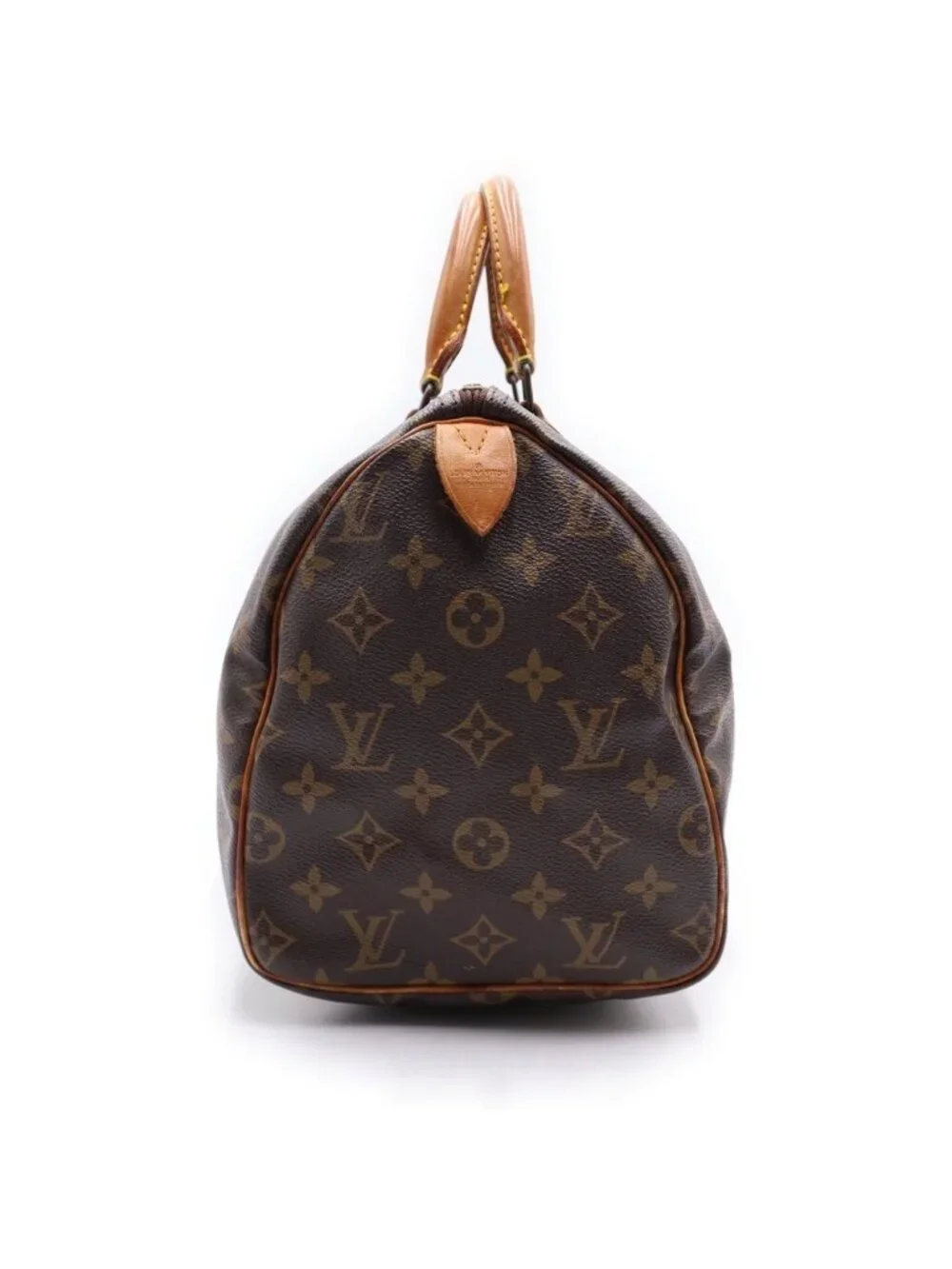 Louis Vuitton Monogram Speedy 25 Boston Bag Brown Leather Gold